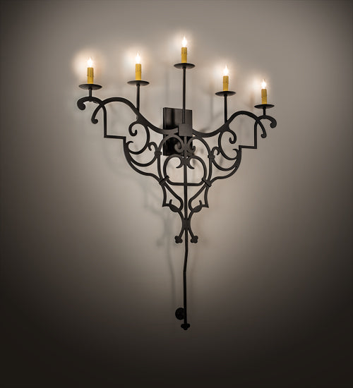 36" Wide Fleur De Lys 5 Light Wall Sconce