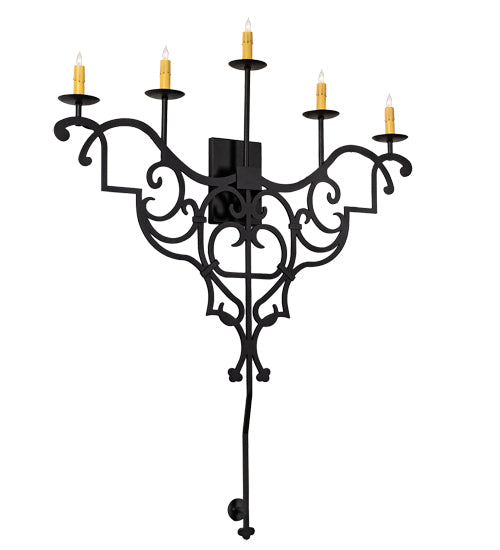 36" Wide Fleur De Lys 5 Light Wall Sconce