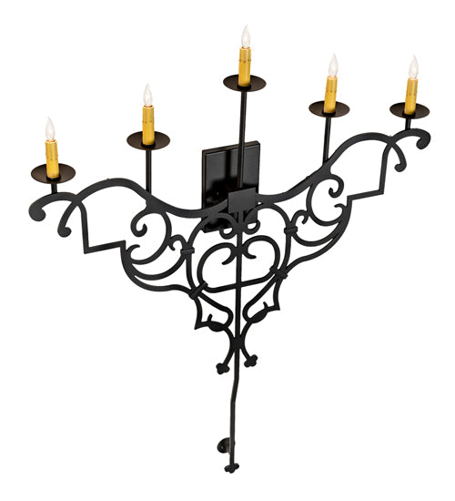 36" Wide Fleur De Lys 5 Light Wall Sconce