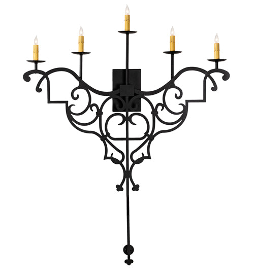 36" Wide Fleur De Lys 5 Light Wall Sconce