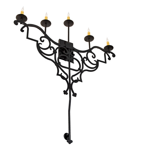 36" Wide Fleur De Lys 5 Light Wall Sconce