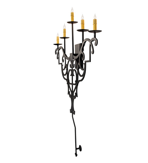 36" Wide Fleur De Lys 5 Light Wall Sconce