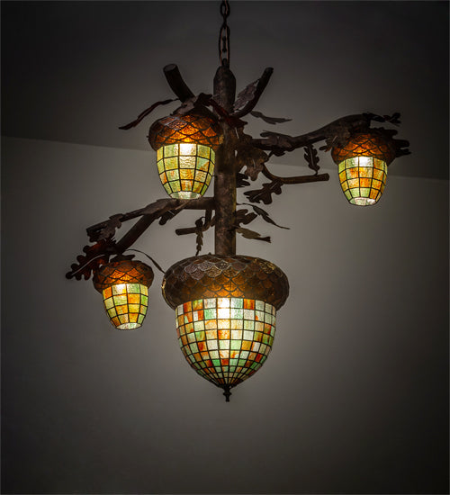 48" Wide Acorn Branch 4 Light Cascading Chandelier