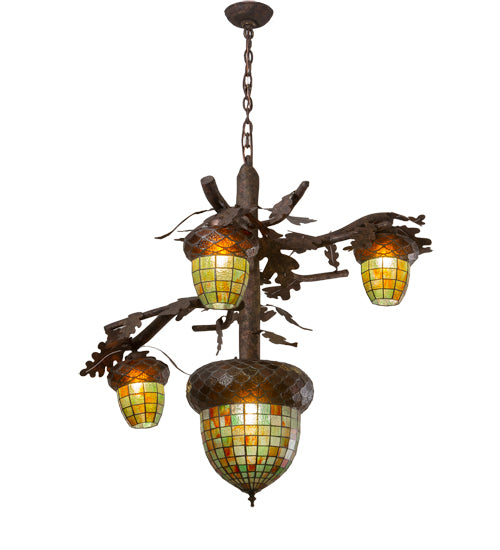 48" Wide Acorn Branch 4 Light Cascading Chandelier