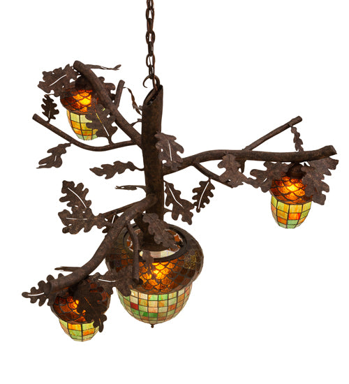 48" Wide Acorn Branch 4 Light Cascading Chandelier