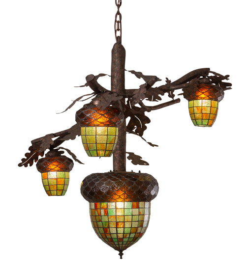 48" Wide Acorn Branch 4 Light Cascading Chandelier