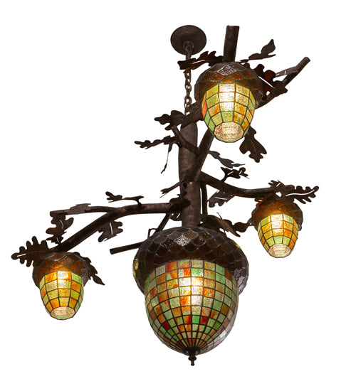 48" Wide Acorn Branch 4 Light Cascading Chandelier