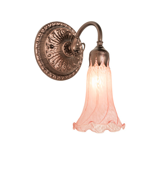 5" Wide Pink Pond Lily Victorian Wall Sconce