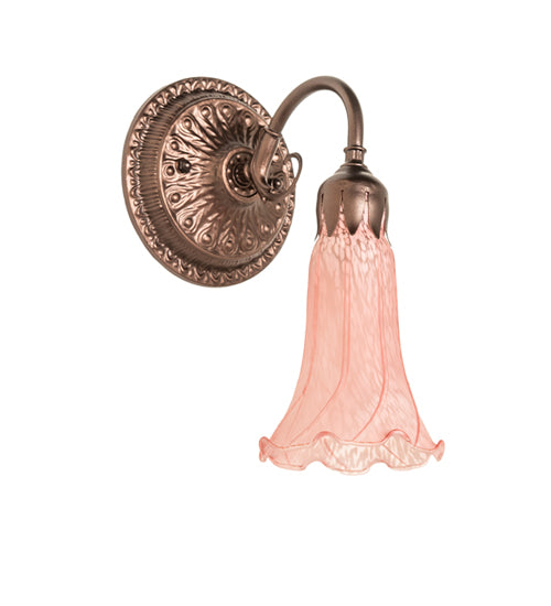 5" Wide Pink Pond Lily Victorian Wall Sconce