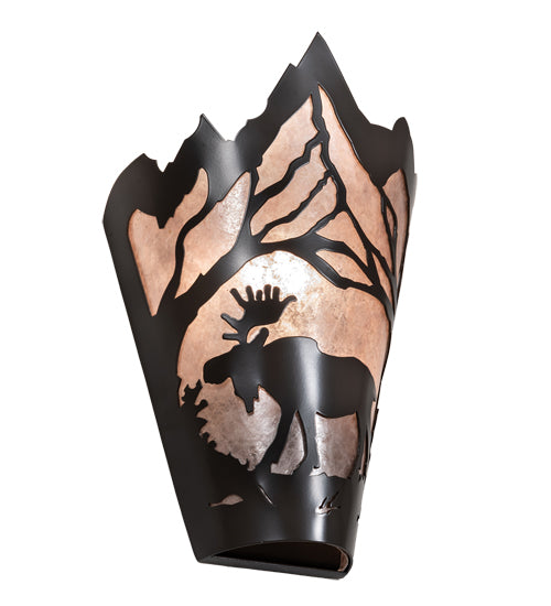 8" Wide Moose At Dawn Left Wall Sconce