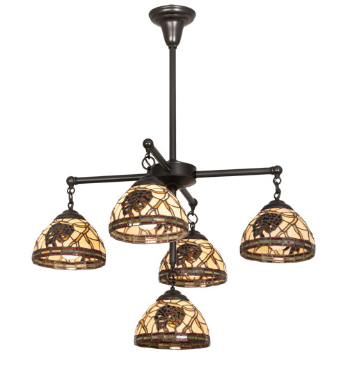 30" Wide Pinecone 5 Light Chandelier