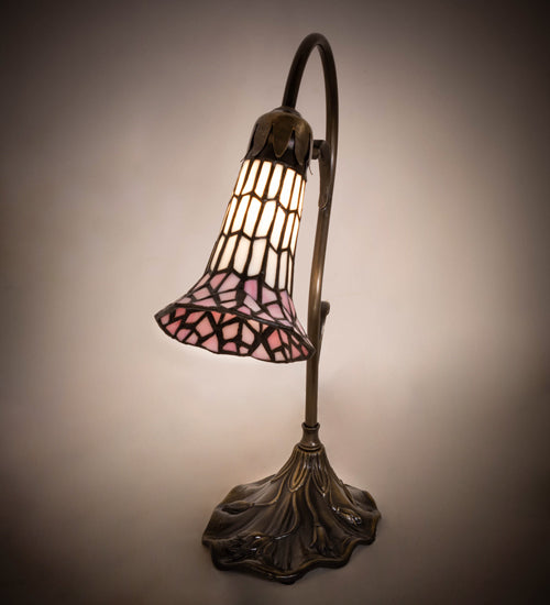 15" High Stained Glass Pond Lily Accent Lamp