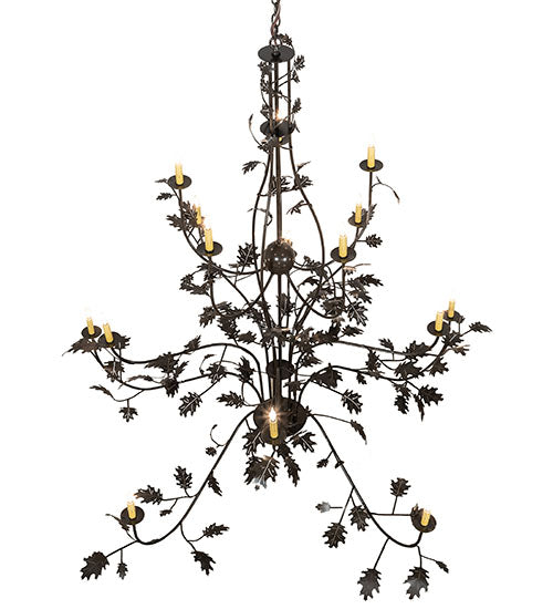 72" Wide Oak Leaf 15 Light Chandelier