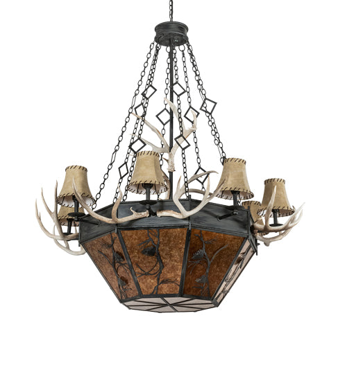 60" Wide Whispering Pines Antler 8 Light Chandelier