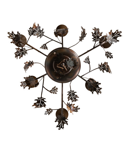 28" Wide Oak Leaf & Acorn 6 Light Chandelier