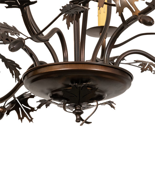 28" Wide Oak Leaf & Acorn 6 Light Chandelier