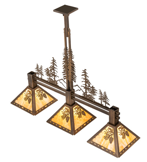 45" Long Winter Pine Tall Pines 3 Light Island Pendant