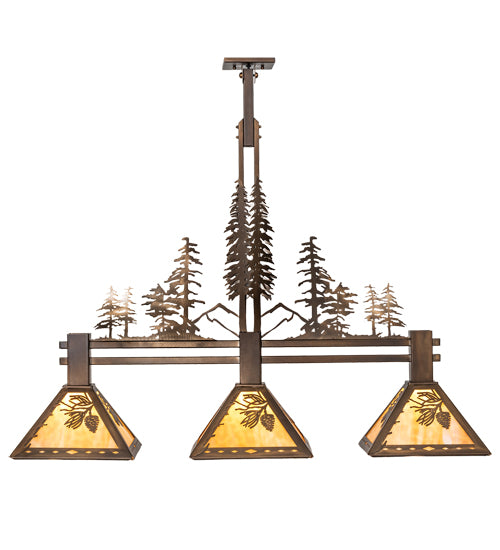 45" Long Winter Pine Tall Pines 3 Light Island Pendant