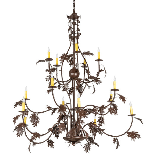 48" Wide Oak Leaf 15 Light Chandelier