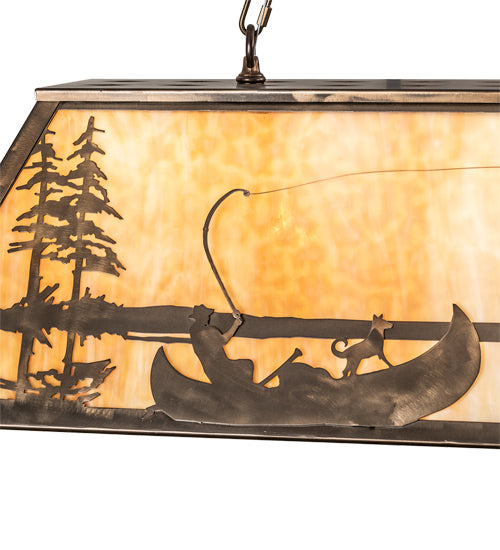 48" Long Trout & Fisherman Oblong Pendant