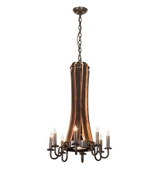 20" Wide Barrel Stave Madera 8 Light Chandelier