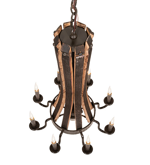 20" Wide Barrel Stave Madera 8 Light Chandelier