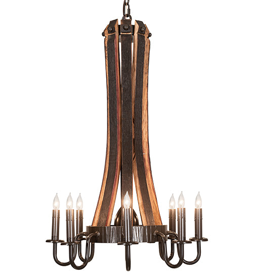 20" Wide Barrel Stave Madera 8 Light Chandelier