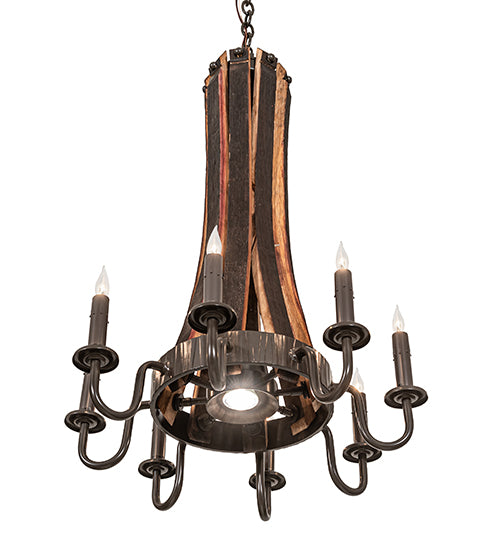 20" Wide Barrel Stave Madera 8 Light Chandelier