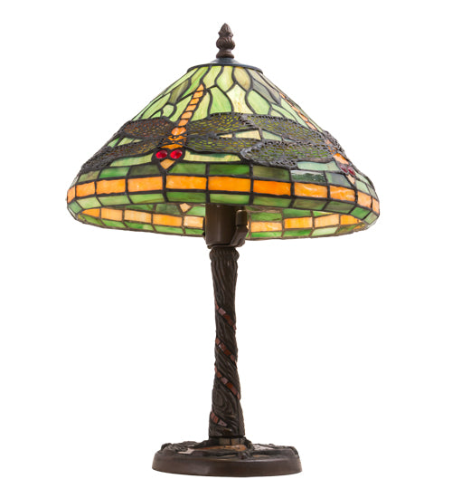 17" High Tiffany Dragonfly W/Twisted Fly Mosaic Base Table Lamp