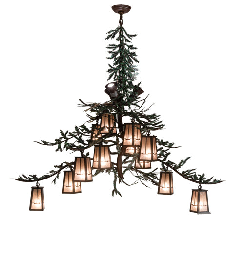 52" Long Pine Branch Valley View 12 Light Chandelier