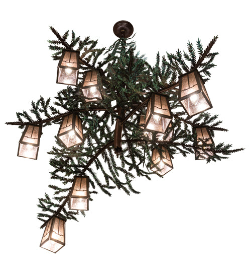 52" Long Pine Branch Valley View 12 Light Chandelier