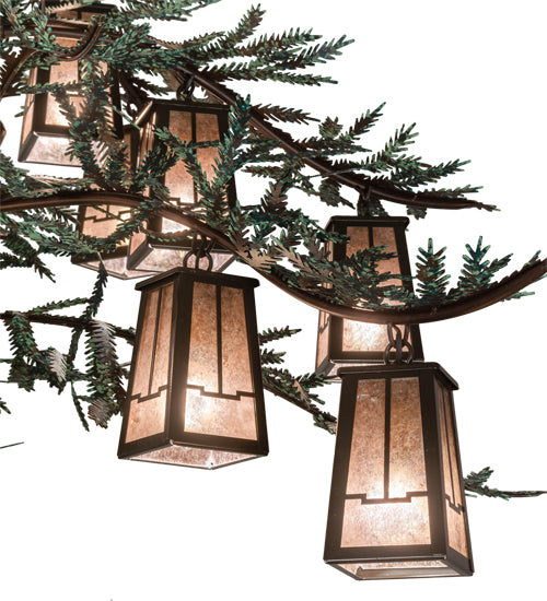 52" Long Pine Branch Valley View 12 Light Chandelier