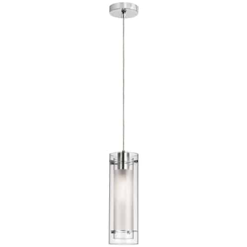 Dainolite 1 Light Incandescent Pendant, Aged Brass with Clear / Frosted Glass