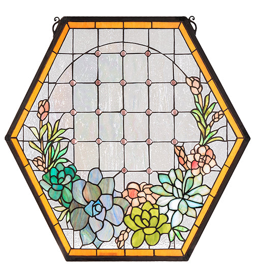 20" Wide X 20" High Succulent Stained Glass Window