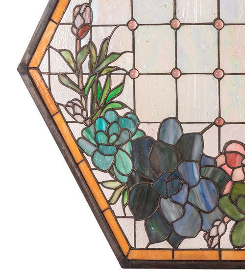 20" Wide X 20" High Succulent Stained Glass Window