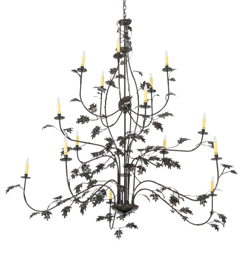 72" Wide Oak Leaf 15 Light Chandelier