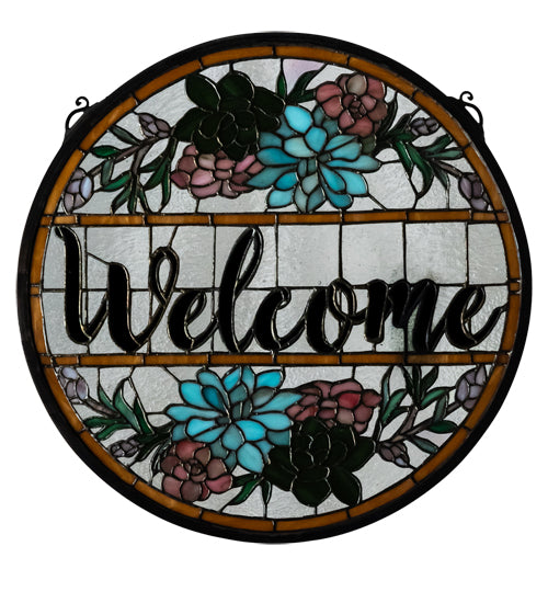 18" Wide X 18" High Welcome Stained Glass Window