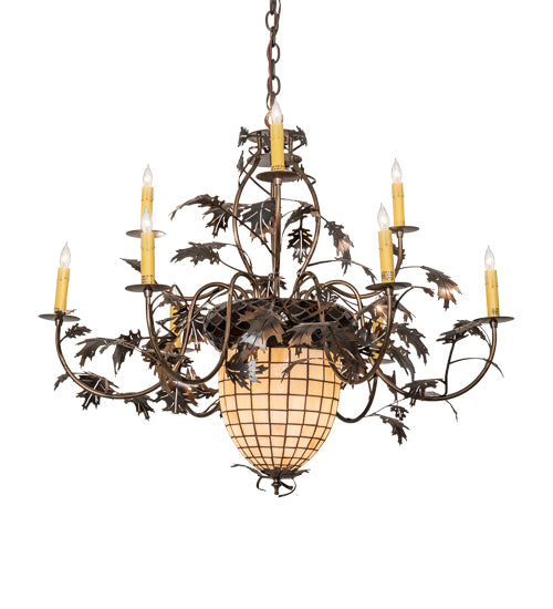 39" Wide Greenbriar Oak 9 Light Chandelier