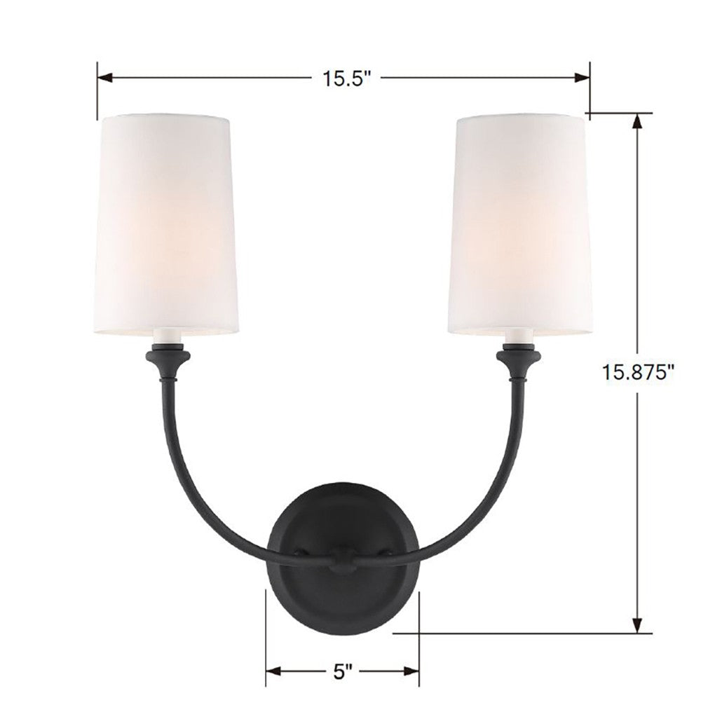 Crystorama Libby Langdon Sylvan 2 Light Black Forged Sconce