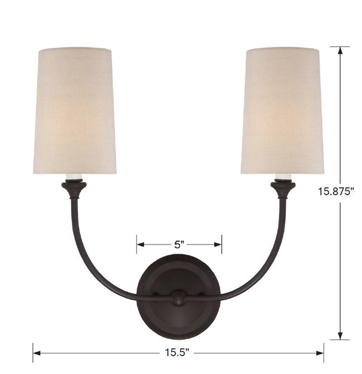 Crystorama Libby Langdon Sylvan 2 Light Black Forged Sconce