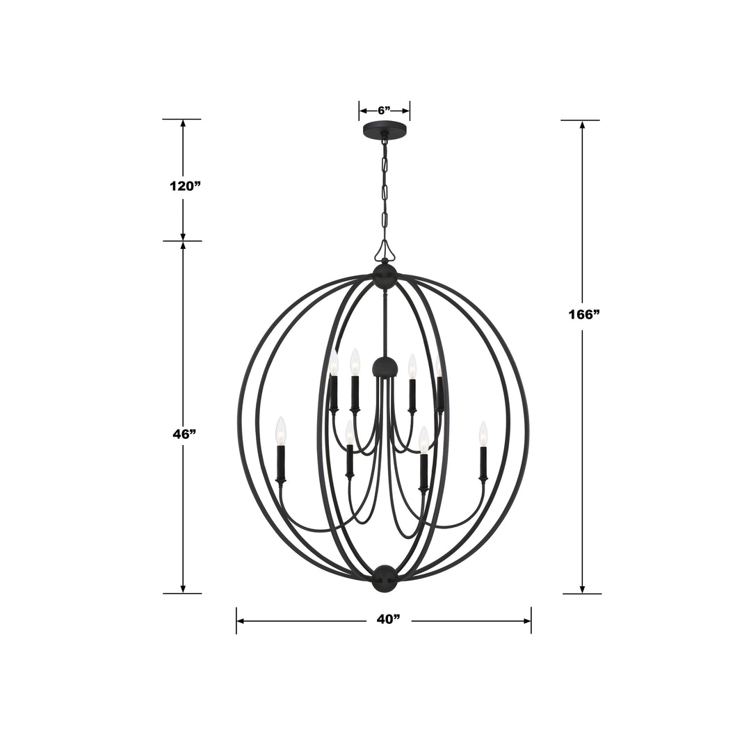 Crystorama Libby Langdon Sylvan 8 Light Black Forged Chandelier