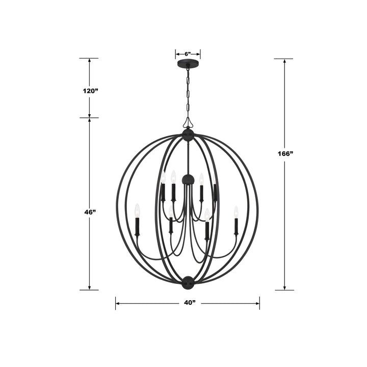 Crystorama Libby Langdon Sylvan 8 Light Black Forged Chandelier