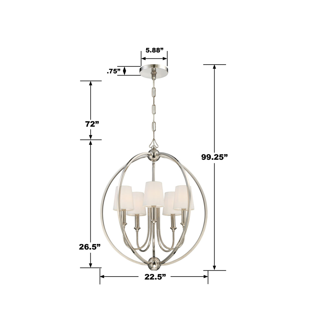 Crystorama Libby Langdon Sylvan 5 Light Polished Nickel Chandelier