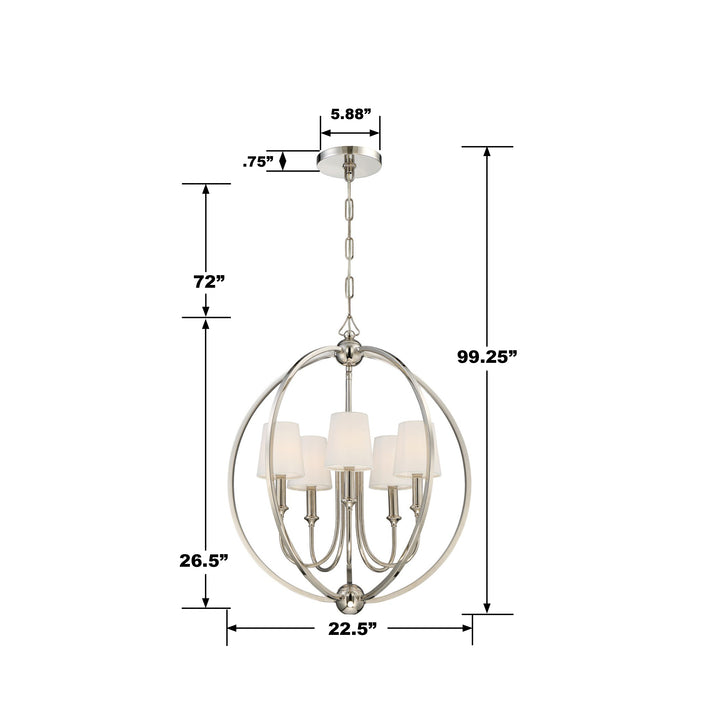 Crystorama Libby Langdon Sylvan 5 Light Polished Nickel Chandelier