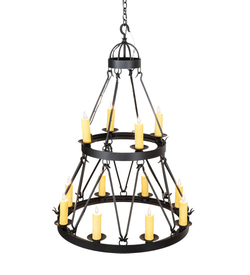 36" Wide Lakeshore 12 Light Two Tier Chandelier