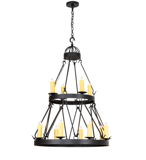 36" Wide Lakeshore 12 Light Two Tier Chandelier