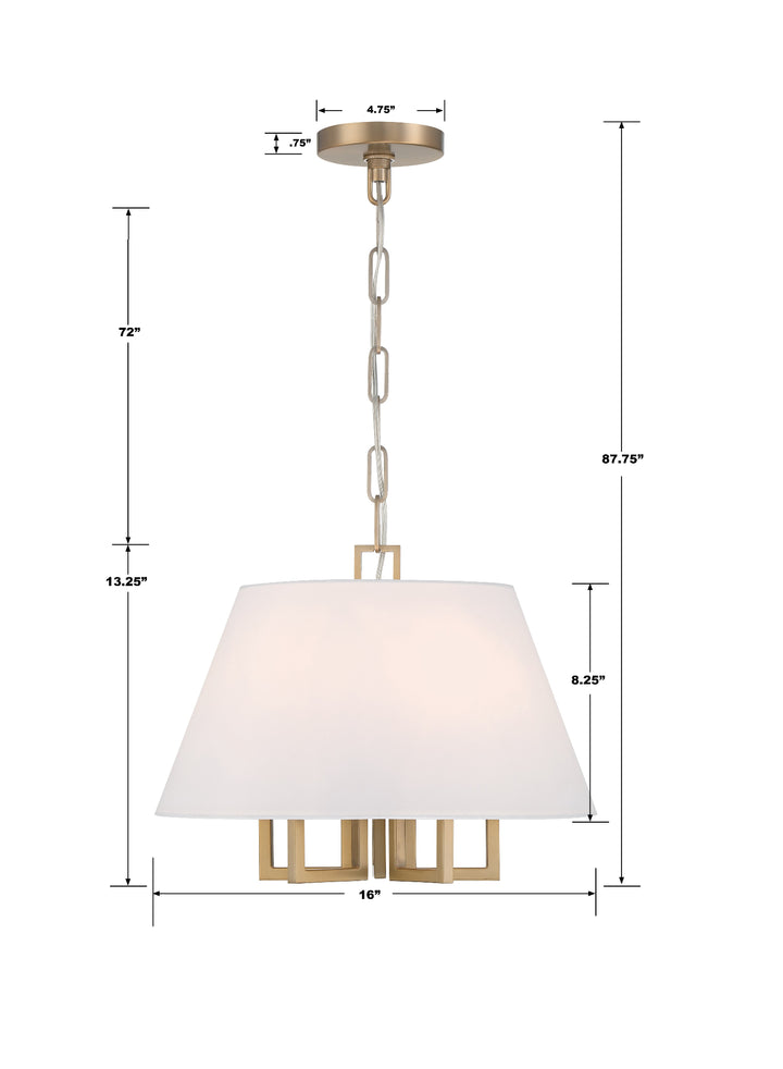 Crystorama Libby Langdon Westwood 5 Light Polished Nickel Pendant