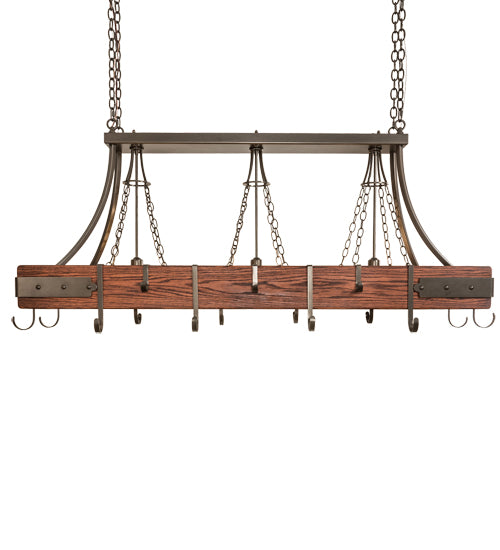 60" Long Steamboat 3 Light Pot Rack