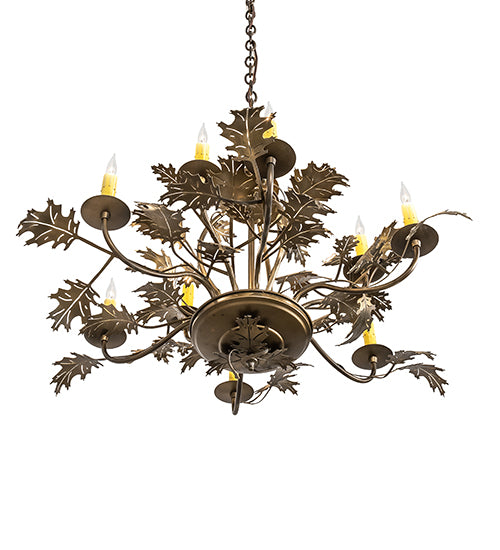 32" Wide Oak Leaf 9 Light Chandelier