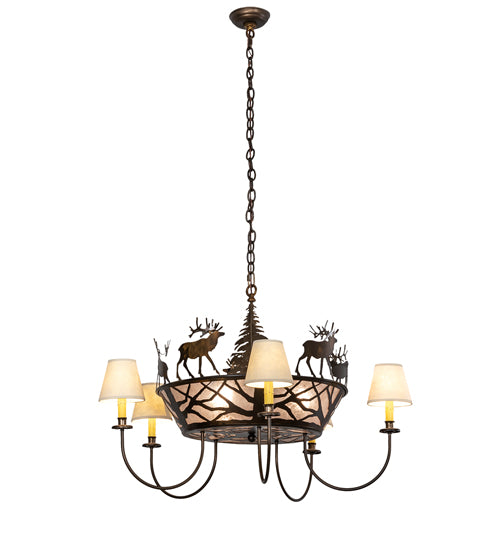 35" Wide Elk On The Loose 5 Light Chandelier